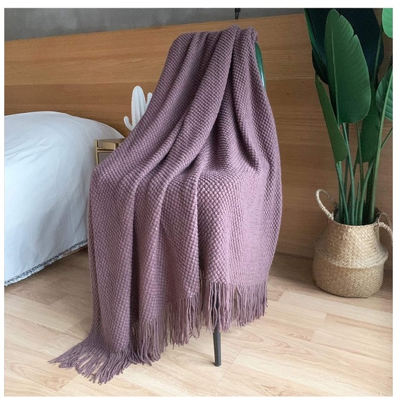 Chunky Knit Boho Fringe/Tassel Throw Blanket/Shawl - Picture 14 of 16